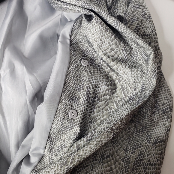 Vtg Snake Print Y2K 80's Trench Coat Rain Double Breast Mod Animal Spy Grunge  S - Picture 15 of 17